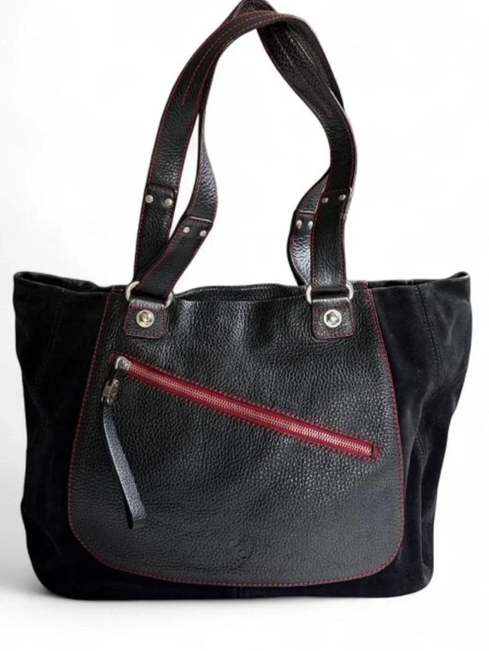 Tod's  Black Leather and Suede Tote from the Ferrari collection